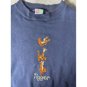 Disney Tigger Embroidered Navy Blue VTG Sweatshirt XL Made in USA Pooh